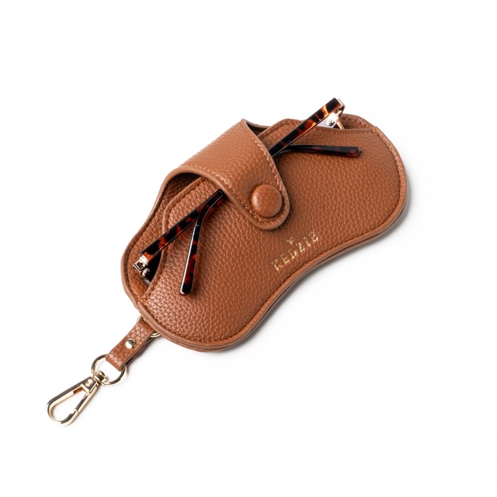 KEDZIE New With Tags Brown Vegan Leather Keychain Eyewear Case Pouch